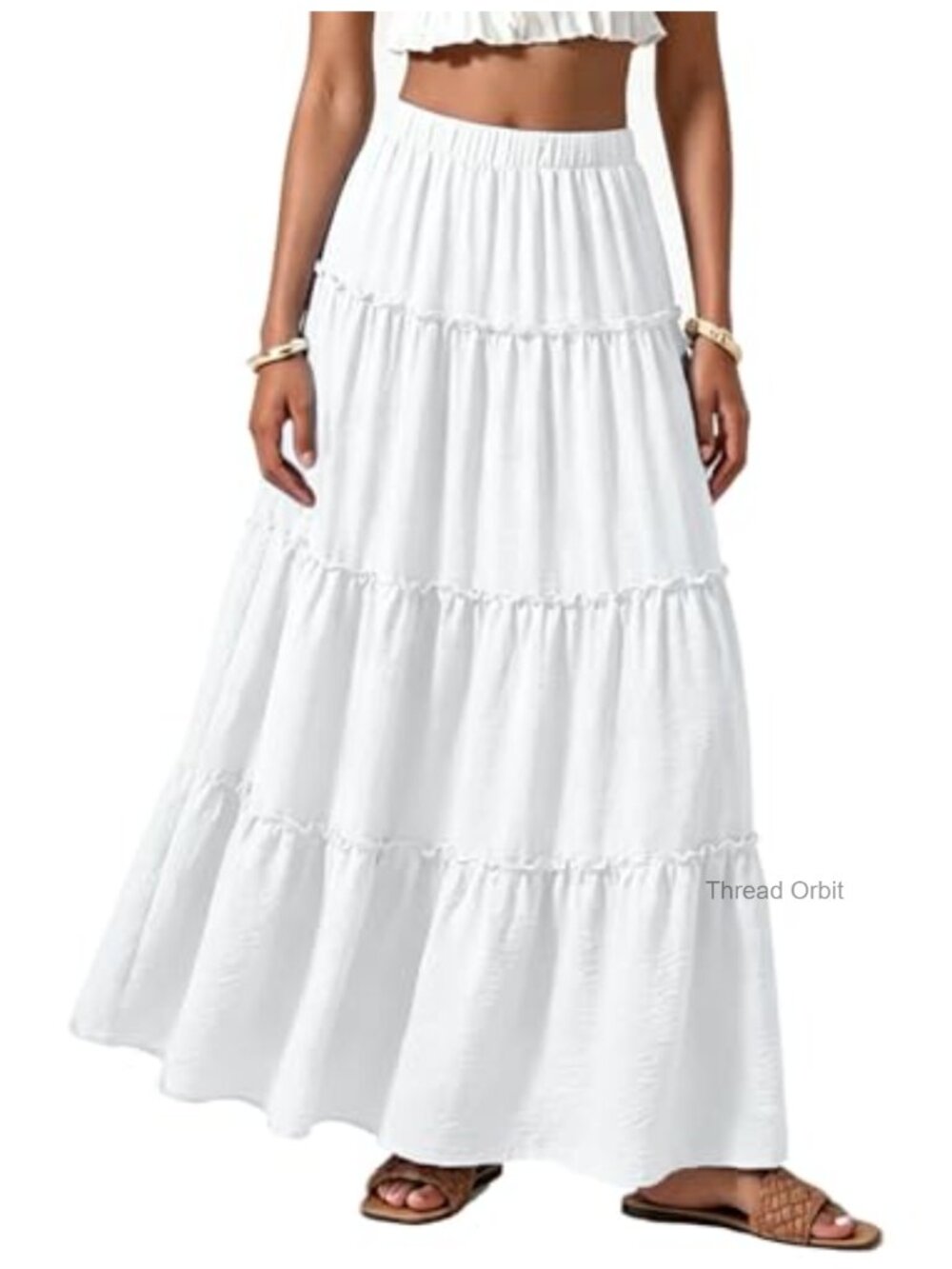 Women's Flowy Maxi Skirt Polyester A-Line Ruffled Boho Summer